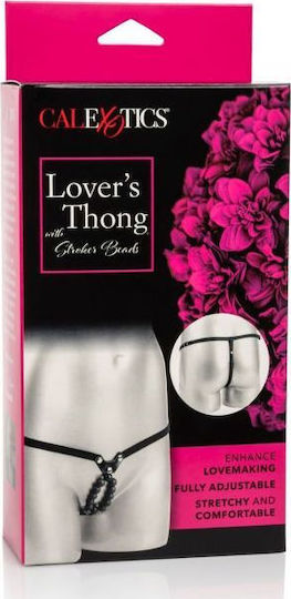 Calexotics Lover's Thong with Stroker Beads Fully Adjustable Gurtzeug in Schwarz Farbe