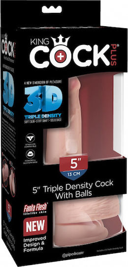 King Cock Triple Density Реалистично дилдо с Топки и Вендуза Плът 13см