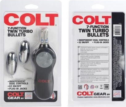 Colt 7-Function Twin Turbo Bullets Vibrator Mini Διπλός Δονητής 6cm Μαύρος
