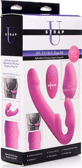 Strap U Inflatable Strapless Strap-on With Remote Control Без презрамки Страп-он с Дилдо 24см с вибрация в Лилав цвят
