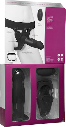 Doc Johnson Body Extensions BE Risqué Harness με Dildo 20.32cm και Δόνηση σε Μαύρο Χρώμα