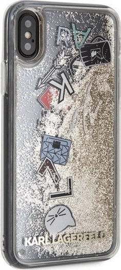 Karl Lagerfeld Liquid Glitter Back Cover Πλαστικό Χρυσό (iPhone X / XS)