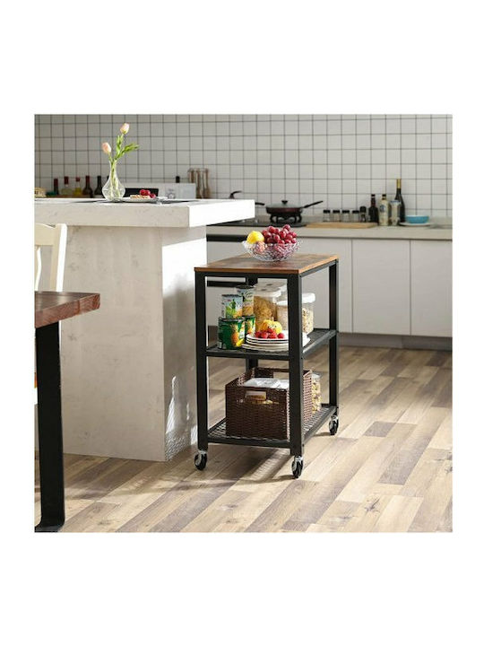 Rechteckiger Beistelltisch Holz mit Rädern Braune M60xB40xH77,5cm Vasagle