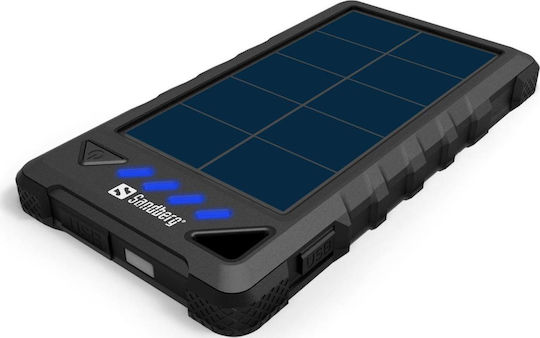Sandberg Outdoor Ηλιακό Power Bank 8000mAh με 2 Θύρες USB-A Μαύρο