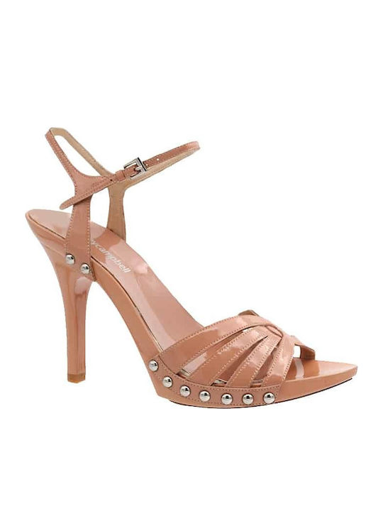 Jeffrey Campbell Women's Sandals Trixey with Ankle Strap Pink with Thin High Heel 0101002914