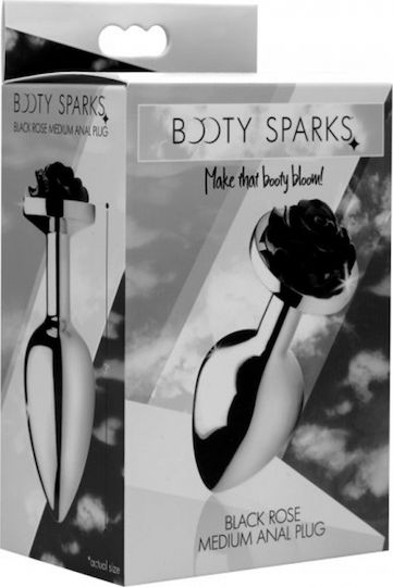 Booty Sparks Booty Sparks Rose Butt Plug Medium Πρωκτική Σφήνα Medium Ασημί 8.7cm