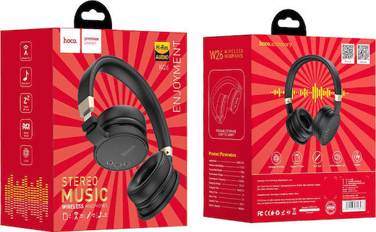Hoco W26 Enjoyment Wireless / Wired On Ear Headphones with Radio with 7 hours of Operation Black