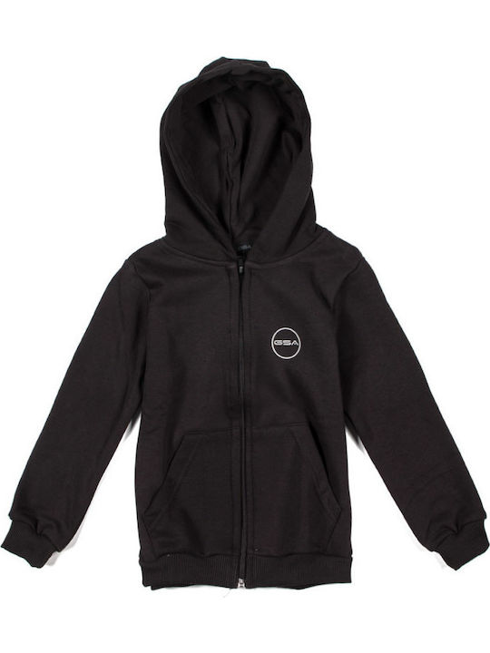 GSA Boys Athleisure Hooded Sweatshirt with Zipper Black