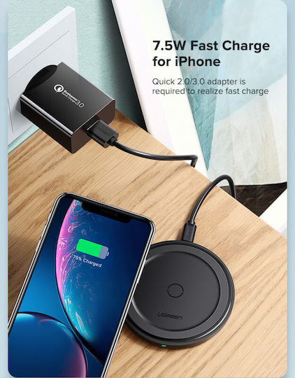 Ugreen Ασύρματος Φορτιστής (Qi Pad) 10W Μαύρος (ED032)