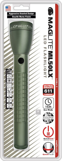 Maglite Flashlight LED IPX4 with Maximum Brightness 611lm ML50LX-S3RI6 3xC Khaki Khaki