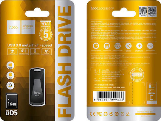Hoco UD5 Wisdom 16GB USB 3.0 Stick Γκρι