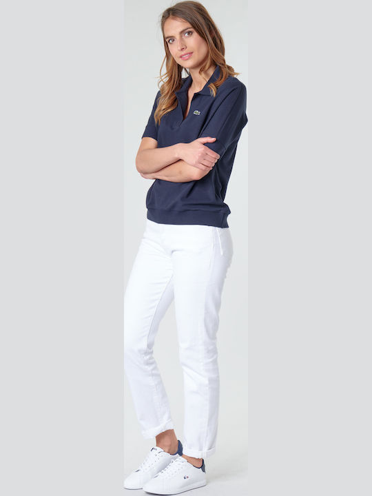 Women's Polo Blouse Short Sleeve Navy Blue
