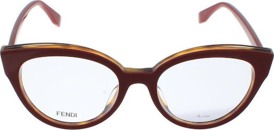 Fendi Дамски Ацетатен Рамка Котешко Око Бордо FF 0280 C9A