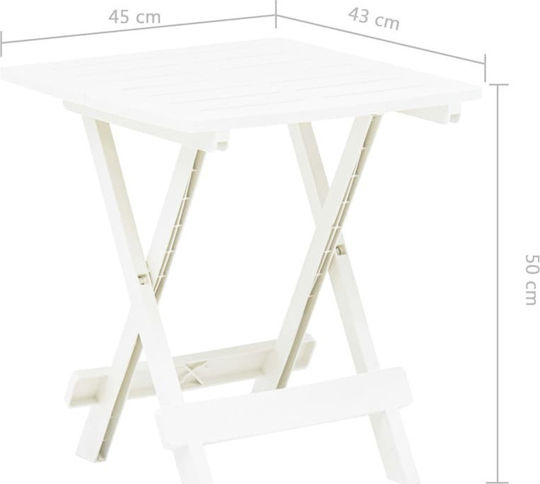 Sitting Room Outdoor Foldable Plastic Table White 45x43x50cm