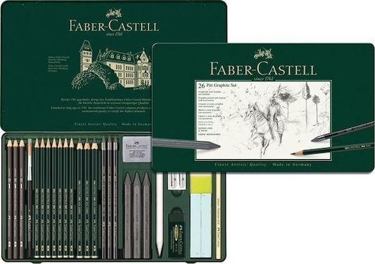 Faber-Castell Pitt Graphite Set de 26 Creioane cu Radieră Verzi