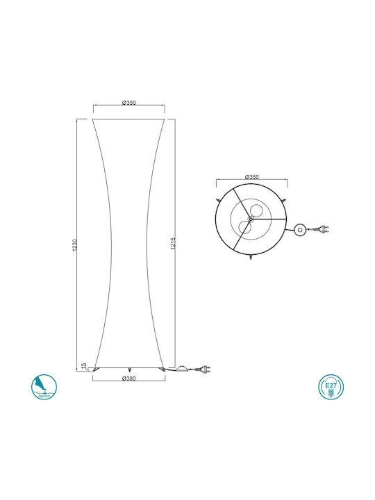 Trio Lighting Gravis Floor Lamp H123xW35cm. with Socket for Bulb E27 White