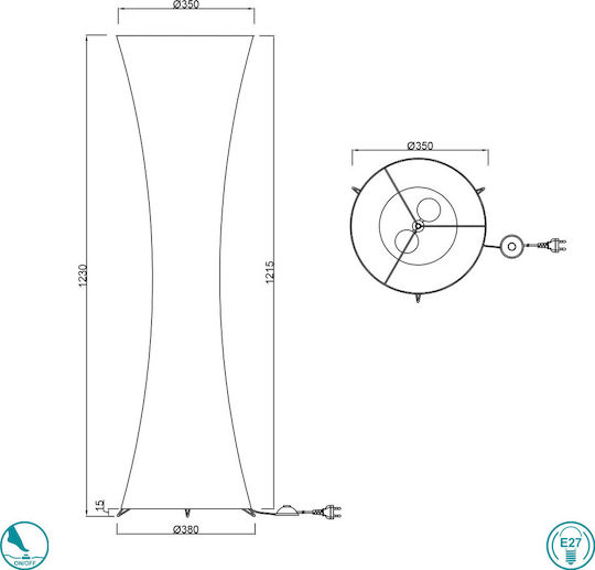 Trio Lighting Gravis Φωτιστικό Δαπέδου Υ123xΜ35εκ. με Ντουί για Λαμπτήρα E27 Λευκό