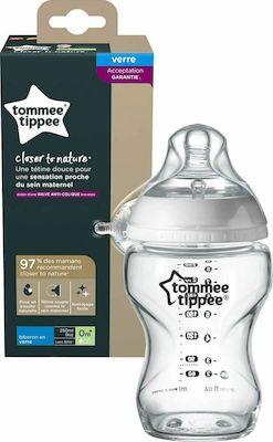 Tommee Tippee Glass Bottle Closer to Nature Anti-Colic with Silicone Nipple for 0+, 0+ m, months 250ml 1pcs