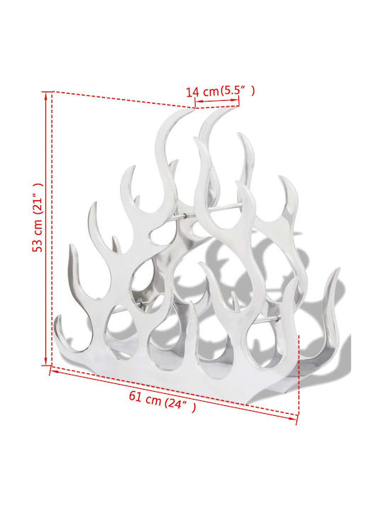vidaXL Freistehend Flaschenhalter Metallisch für 11 Flaschen Silber 61x14x53εκ.