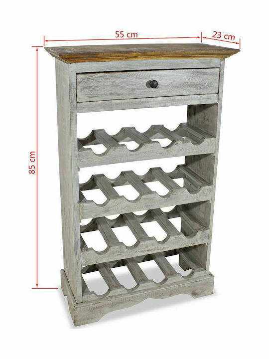 vidaXL Freistehend Weinkeller Hölzernes für 16 Flaschen Gray 55x23x85εκ.