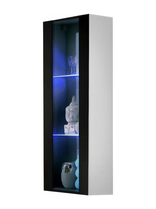 Fly I-Black Wall Living Room Display Cabinet made of Particleboard with Lighting Black / White 40x29x126cm