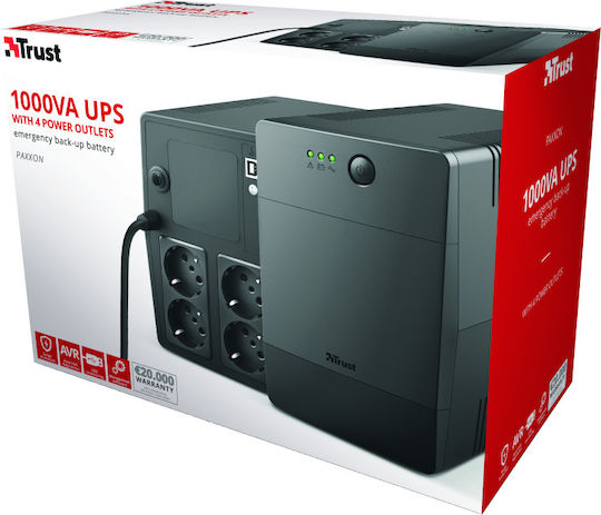 Trust Paxxon UPS (VFD) Off-Line 1000VA with 4 Schuko AC Outlets
