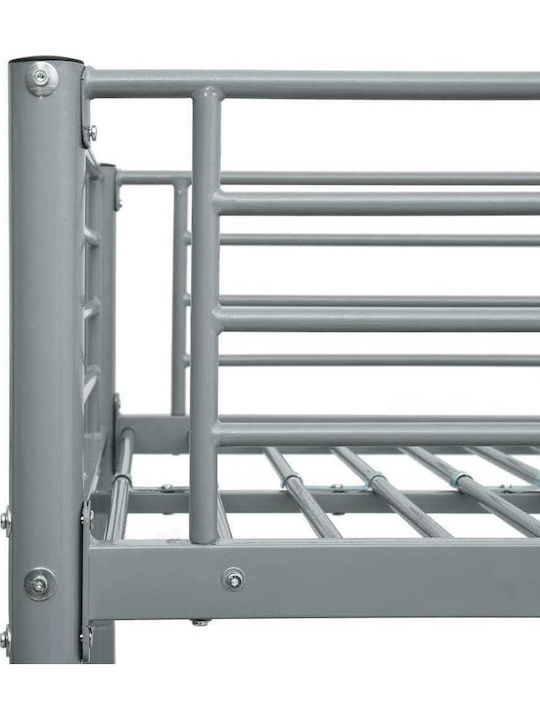 Kids Bed Bunk Semi Double Gray for Mattress 140x200cm