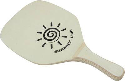 Summer Club Plywood Beach Rackets Set Beige 450gr with Straight Handle Beige