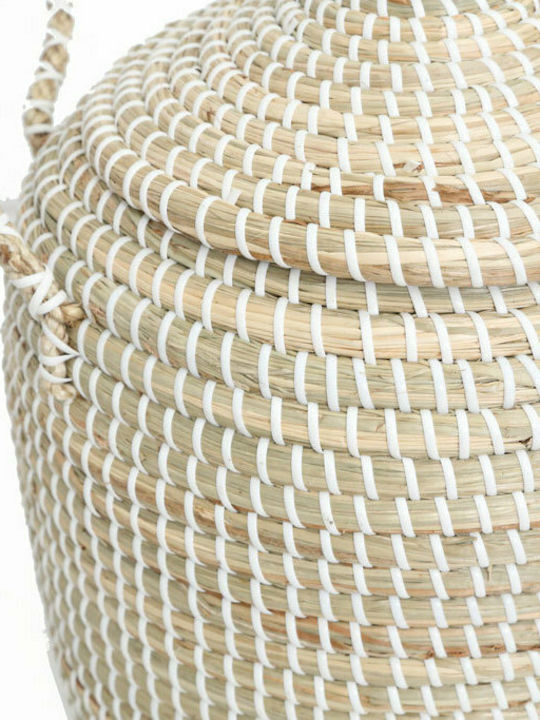 Soulworks Tortilla Decorative Basket Wicker with Lid & Handles Ecru 31x31x46cm