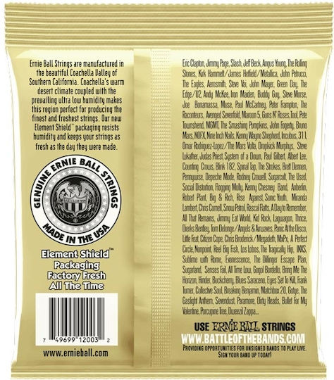 Ernie Ball Set of 80/20 Bronze Strings for Acoustic Guitar Earthwood 80/20 Bronze Medium Light 12 - 54"