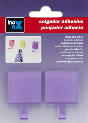 Inofix Plastic Hanger Kitchen Hook with Sticker Purple 2pcs 2305-8
