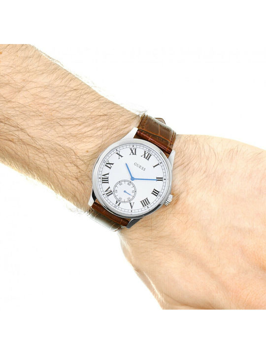Guess Men's Watch 44mm Battery with Brown Leather Strap