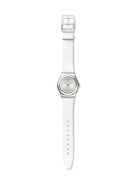 Swatch Madame Blanchette Watch with White Leather Strap