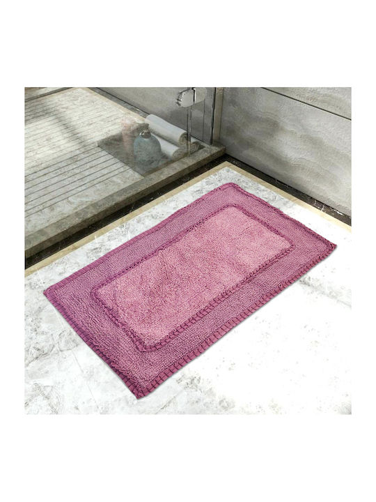 Lino Home Bath Mat Cotton Quadro 2500000075 Lilac 60x100cm