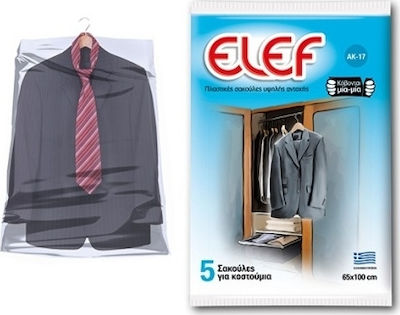 Elef Plastic Hanging Storage Bag For Suits 65x100cm 5pcs