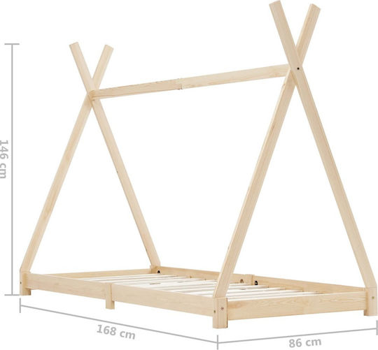 Pat pentru Copii Montessori Single Maro pentru Saltea 80x160cm