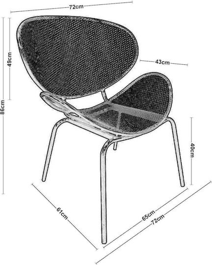 Outdoor-Stuhl Metallisch Oliver Schwarz 65x61x86εκ.