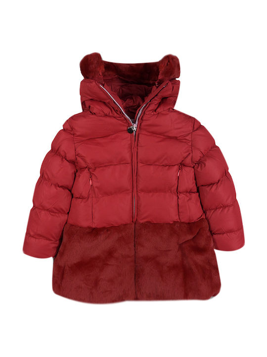 Evita Kids Quilted Jacket short Hooded Burgundy