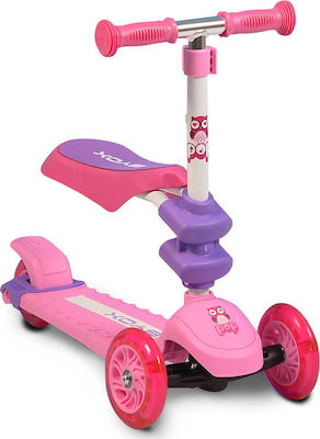 Byox Kinderroller Pop 2 in 1 3-Rad mit Sitz für 3+ Jahre Rosa