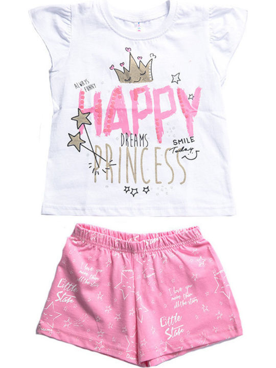 Dreams by Joyce Set Top & Bottom Kids Summer Pyjamas White