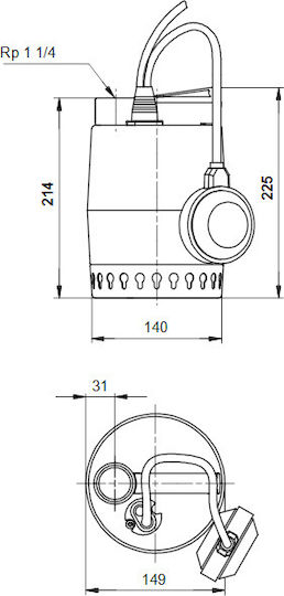 Grundfos Unilift KP 250 A 1 Monofazică Pompă de Apă 0.6hp 012H1800