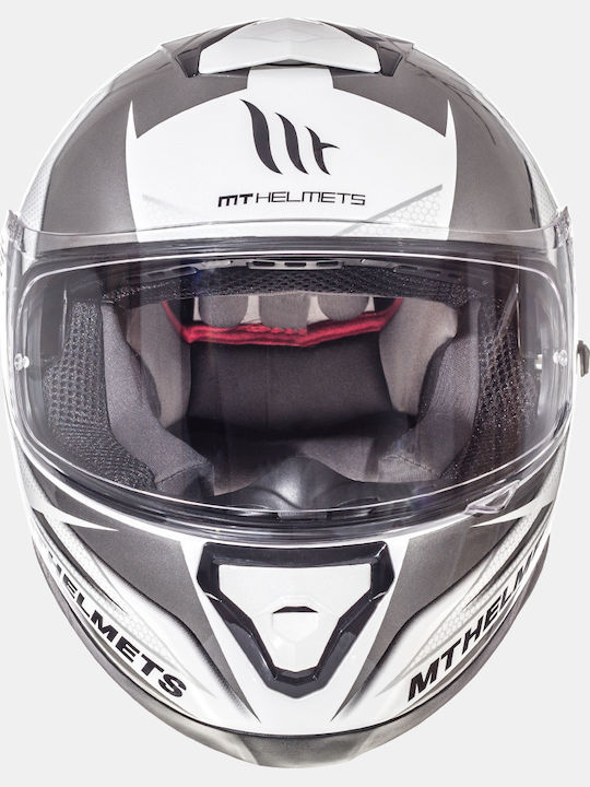 MT Thunder 3 SV Effect Gloss Perlmutt Weiß Silber Anthrazit Motorradhelm Vollgesicht ECE 22.05 mit Sunvisor