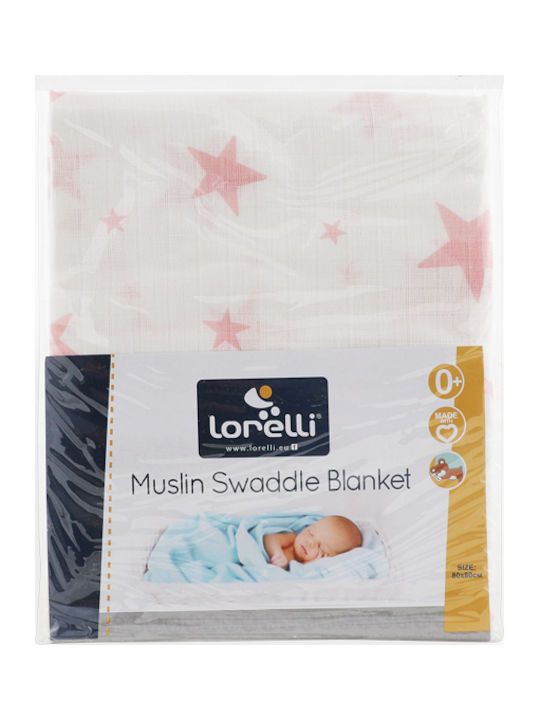 Lorelli Stars Musselin-Kuscheldecke Rosa 80x80cm.