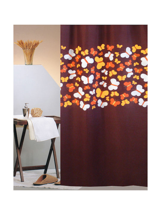 San Lorentzo Butterflies Fabric Shower Curtain 180x200cm Brown 1787 BROWN