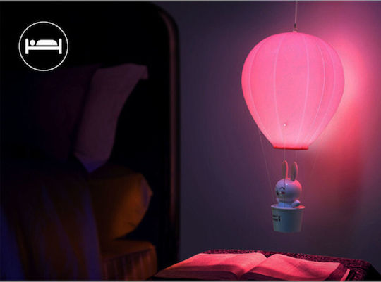 Spacecow Led Kids Decorative Lamp Hot Air Balloon Bunny Pink 30εκ.