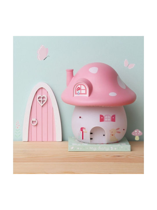 A Little Lovely Company Led Παιδικό Διακοσμητικό Φωτιστικό Mushroom House Ροζ 17.5x17.5x19εκ.
