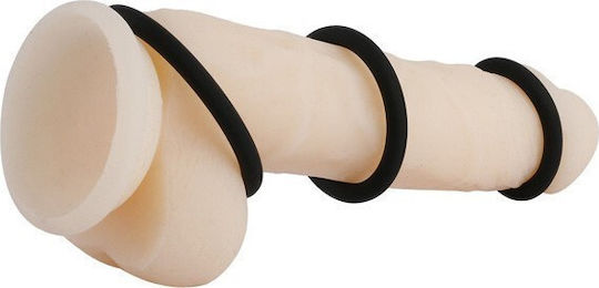 Nanma Three Cock & Ball Silicone Rings Set Cock Rings Schwanz Schwarz 3Stück