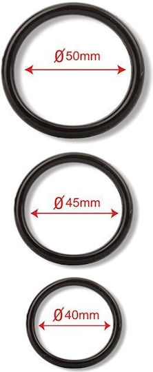 Nanma Three Cock & Ball Silicone Rings Set Cock Rings Schwanz Schwarz 3Stück
