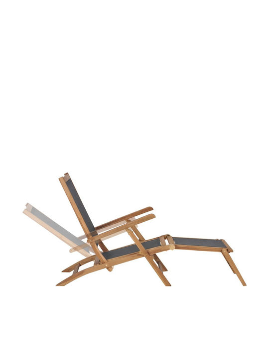 Deckchair Wooden with Textilene Fabric Brown 152x60x90cm.