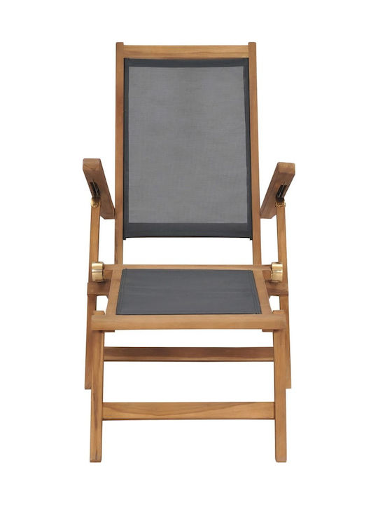 Deckchair Wooden with Textilene Fabric Brown 152x60x90cm.